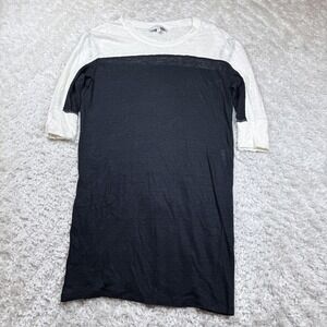 IRO Dress Womens XS Black White Carolyn Linen 3/4 Sleeve Elevated Casual Resort